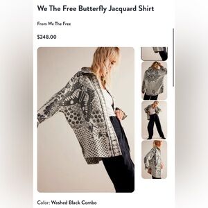 IN SEARCH OF!! Free People Butterfly Jacquard Shirt. Washed Black. ISO